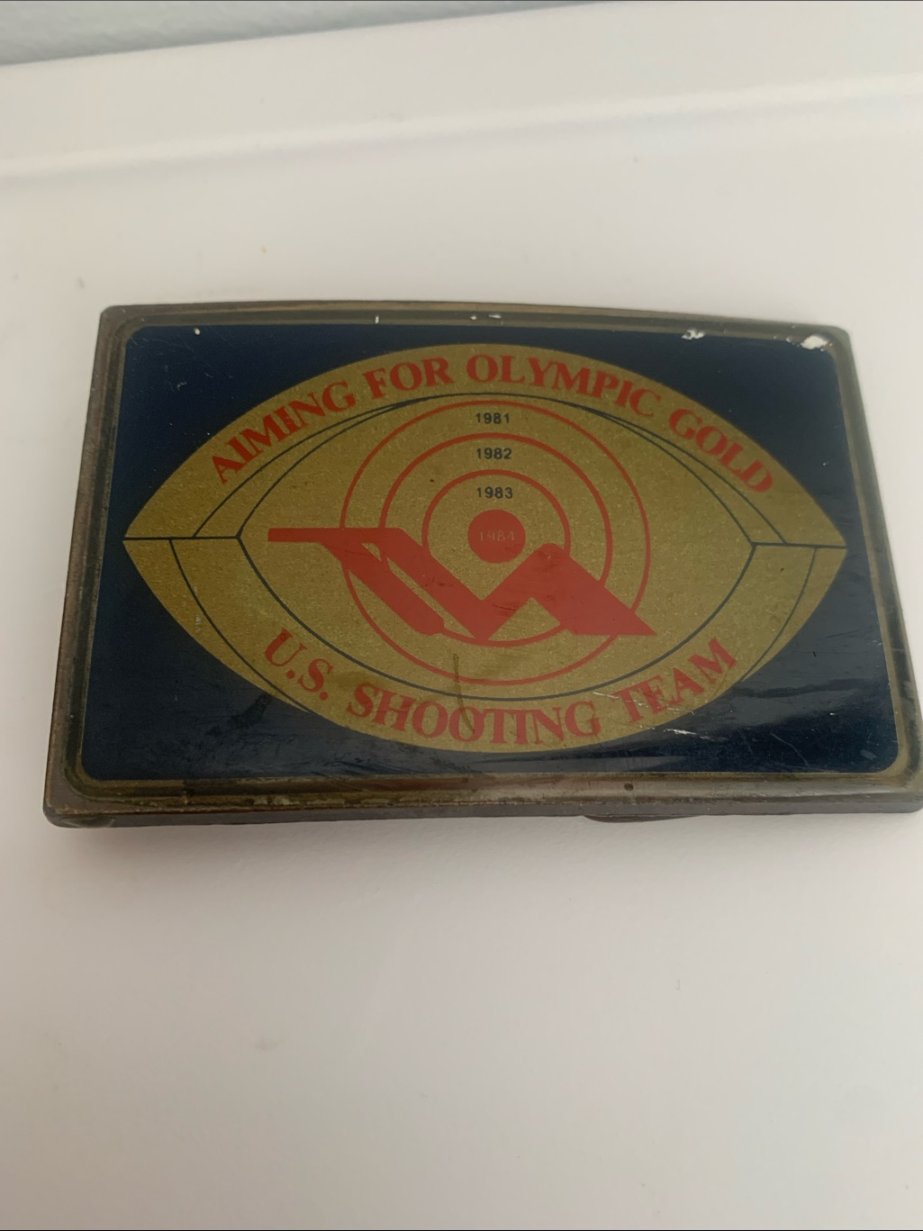 US Shooting Team Belt Buckle  Navy Gold Red